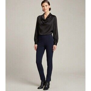 NWT Alisha D Navy Blue Pull On Stretch Travel Wear Pencil Pants Women’s Size L